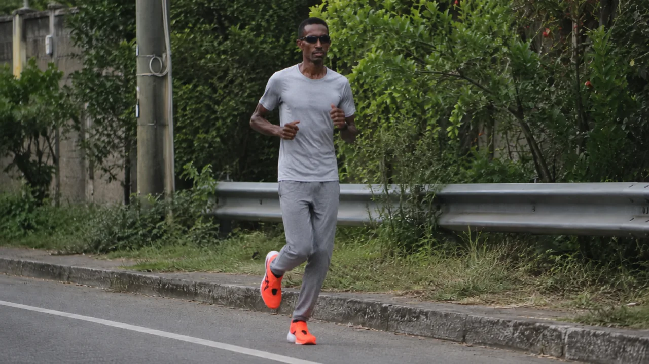 A runner on an open road