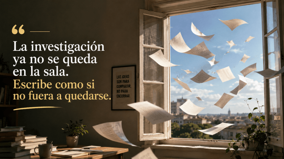 una ventana abierta con papeles volando hacia afuera con el viento.